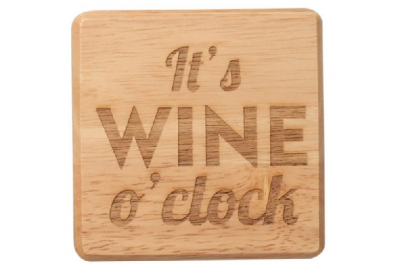 T & G 'It's WINE o'clock' Wooden Coasters (10 x 10cm)